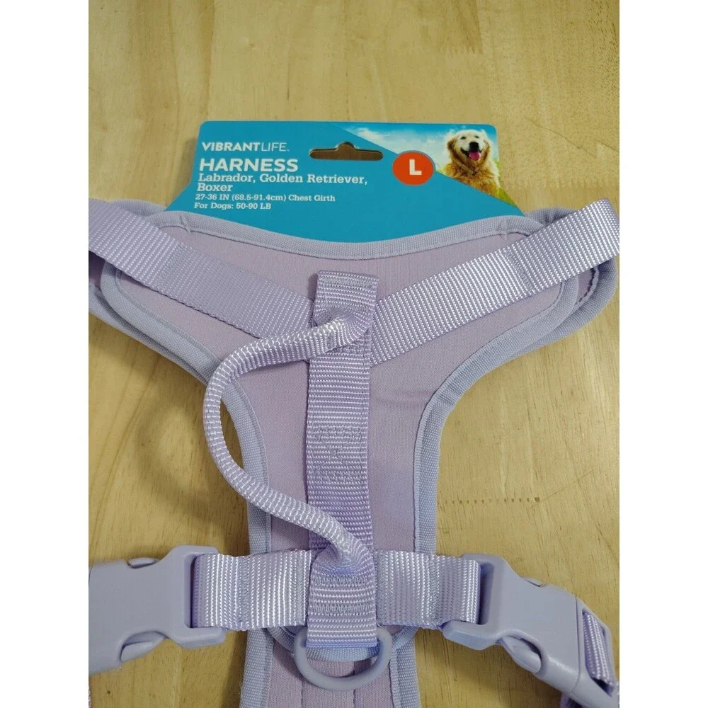 Vibrant Life Comfort Dog Harness Size Large Lavender No Pull Design New 50-90 Lb